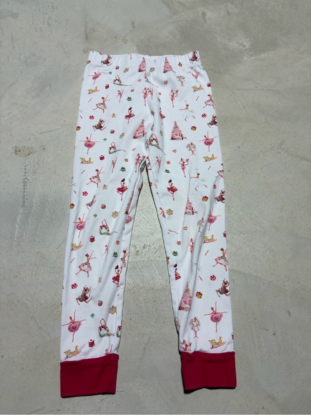 Lake Girls kids White Holiday Ballerina nutcracker  Print Pajama Pants 6